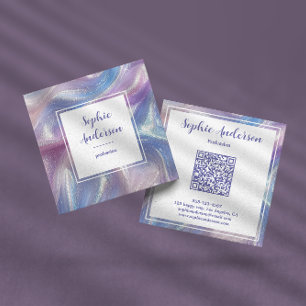 Pastell-Irideszenz-Marmor mit QR-Code Quadratische Visitenkarte