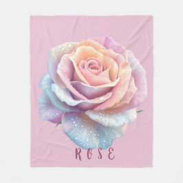Pastell-Iris-Rose und Tautropfen Romantisch Fleecedecke