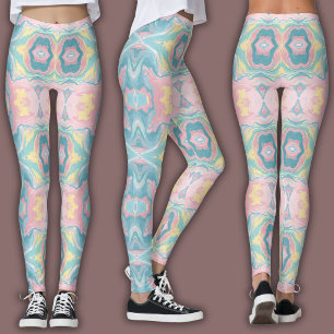 Pastell-Kaleidoskop-Muster   Rosa und Mint-Mandala Leggings