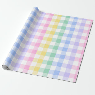 Pastell karierter Regenbogenretro Geschenkpapier