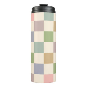 Pastell kariertes geometrisches Retro-Karomuster Thermosbecher