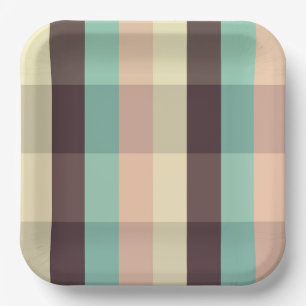 Pastell-Karo-Muster in horizontalen Streifen Pappteller