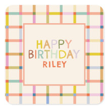 Pastell-Karo-Personalisierter Geburtstag Süße Part
