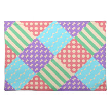 Pastell-Karo-Streifen-Schleifen-Polka-Punkte-Geome
