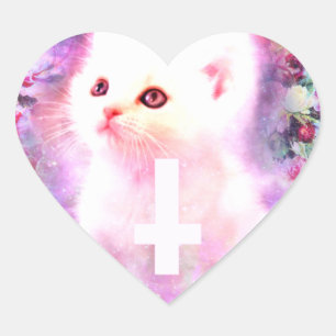 Pastell-Katze Herzförmiger Aufkleber