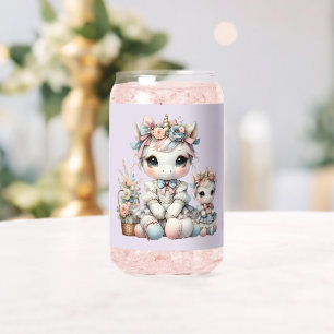 Pastell-Kawaii-Einhorn-Mutter-Tochter-Duo Lavendel Dosenglas