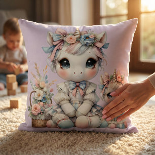 Pastell Kawaii Einhorn Mutter-Tochter Duo Lavendel Kissen