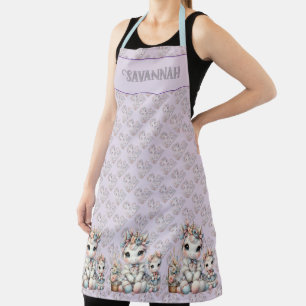 Pastell-Kawaii-Einhorn-Mutter-Tochter-Duo Lavendel Schürze