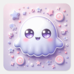 Pastell Kawaii Geister Bastelaufkleber Halloween S Quadratischer Aufkleber