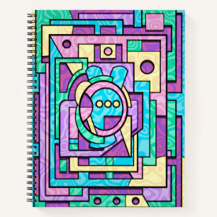 Pastell Kawaii Geometrische Abstrakte Labyrinth Notizbuch