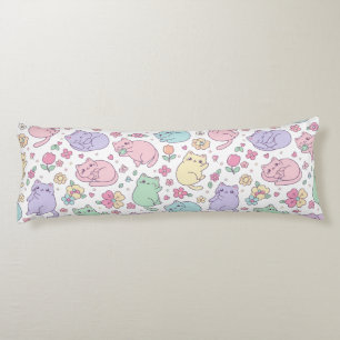 Pastell Kawaii Katzen und Blumen Muster Seitenschläferkissen