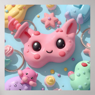 Pastell Kawaii Kreatur Fantasy Art Poster