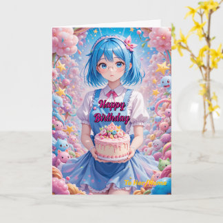 Pastell Kawaii Mädchen Torte Feier Karte