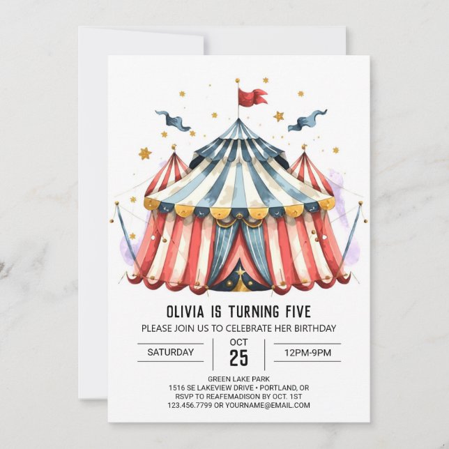 Pastell Kids' Carnival Circus Geburtstag Einladung (Vorderseite)