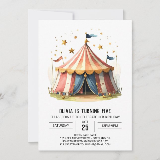 Pastell Kids' Celebration Circus Geburtstag Einladung (Vorderseite)