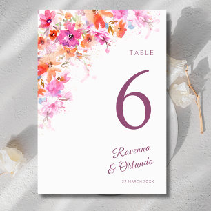 Pastell-Kirschblüten-Blumen-Hochzeit in Rosa Roman Tischnummer