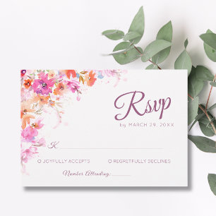 Pastell-Kirschblüten-Blumenrosa-Romantik-Hochzeit RSVP Karte