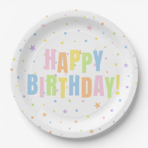 Pastell Konfetti Alles Gute zum Geburtstag Party T Pappteller