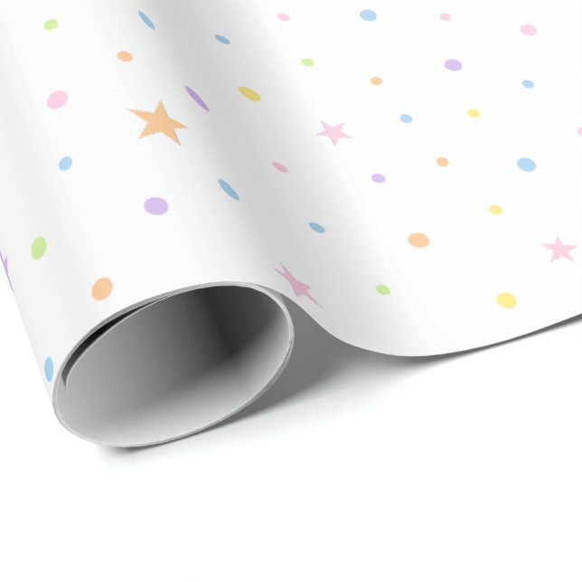 Pastell Konfetti Geburtstagsmuster Weiße Basis Geschenkpapier (Rolleneckpunkt)