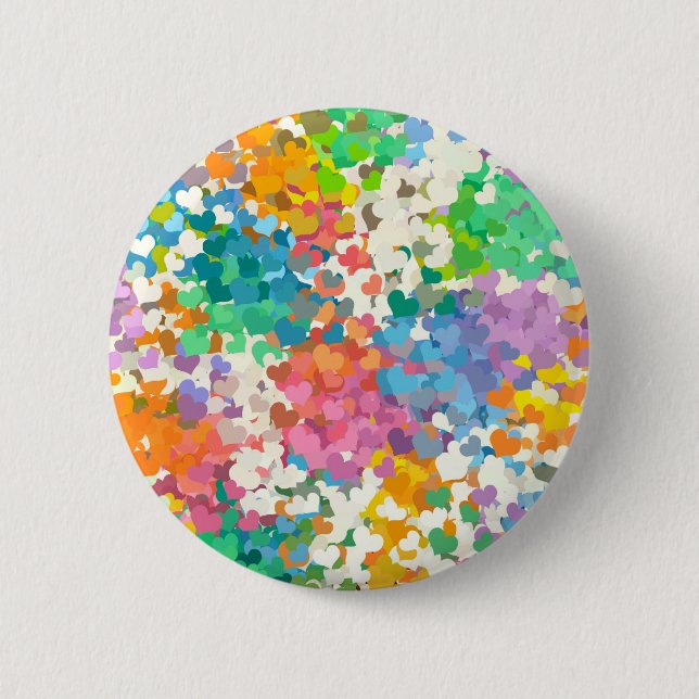Pastell-Konfetti-Herzen Button (Vorderseite)