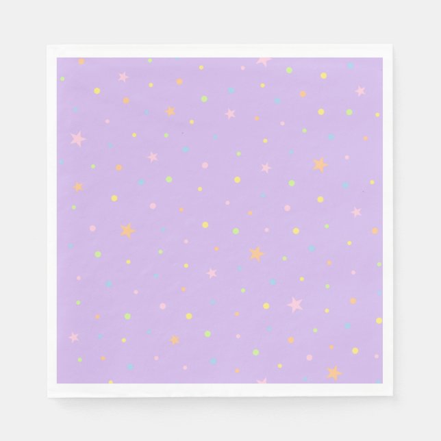 Pastell Konfetti und Sterne Serviette (Vorderseite)