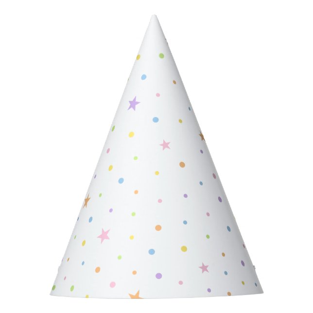 Pastell Konfetti Weiße Partyhut (Vorderseite)