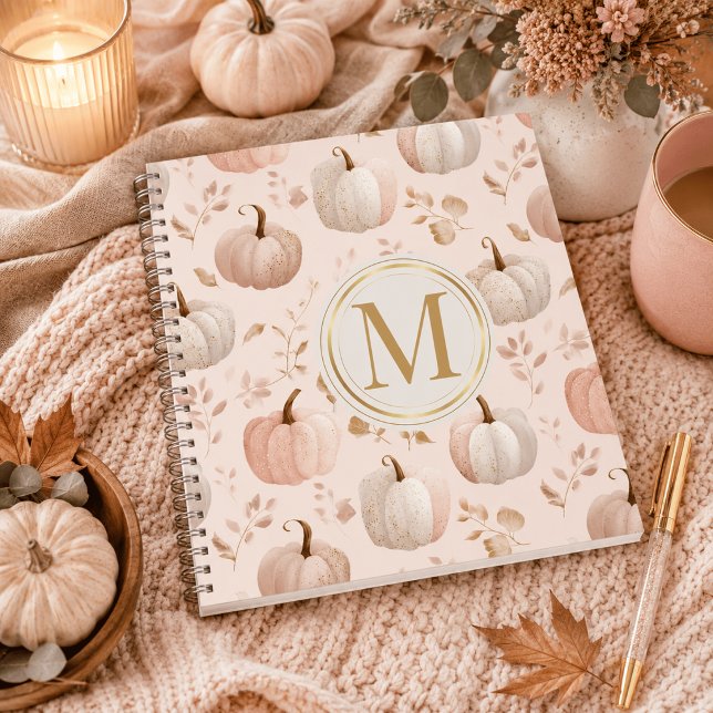 Pastell-Kürbis-Monogramm – Personalisierter Anfang Notizbuch (Von Creator hochgeladen)