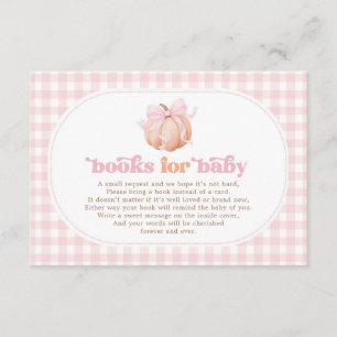 Pastell-Kürbis-Rosa-Gingham-Bücher für Baby Mädche Begleitkarte