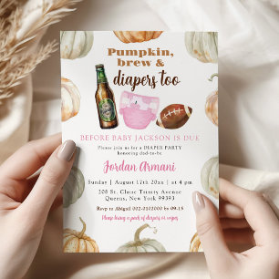 Pastell-Kürbis-Rosa-Mädchen-Windeln-Party Einladung
