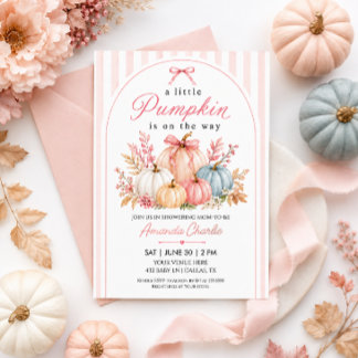 Pastell-Kürbis-Rosa-Schleife Baby-Party Einladung