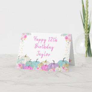 Pastell-Kürbisse Floral Alles Gute zum Geburtstag Karte