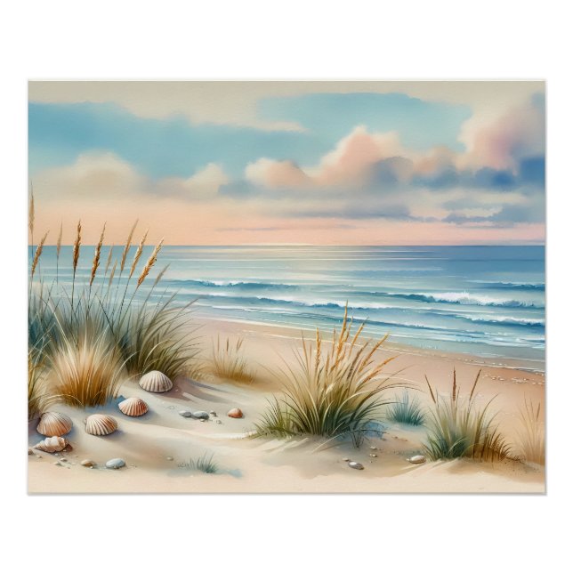 Pastell-Küsten-Dünen-Aquarell Poster (Vorderseite)