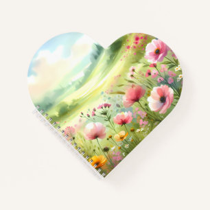 Pastell-Landschaft einer Wildblumenwiese Notizbuch