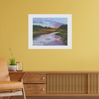 Pastell-Landschaftskunst am Fluss - Kunstdruck Poster