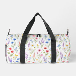 Pastell-Lavendel-Blau-Lachs-Rosa-Wildblume Duffle Bag