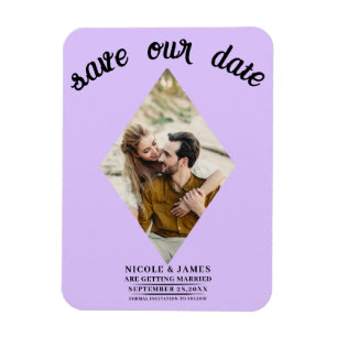 Pastell-Lavendel-Diamant-Foto Save-the-Date-Karte Magnet