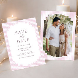 Pastell-Lavendel-gestreifte Foto-Hochzeit Save The Date