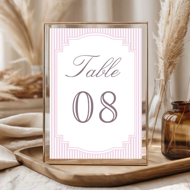 Pastell-Lavendel-gestreifte Hochzeit Tischnummer (Von Creator hochgeladen)