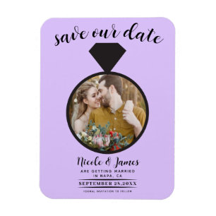 Pastell-Lavendel-Hochzeitsring-Foto Save-the-Date- Magnet