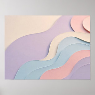 Pastell-Lavendel-Rosa-Blau-Papier geschnittene Wel Poster