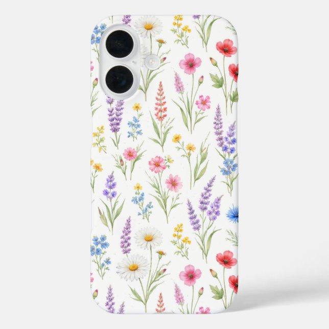 Pastell-Lavendel-Rosa-Wildblumen Case-Mate iPhone Hülle (Rückseite)