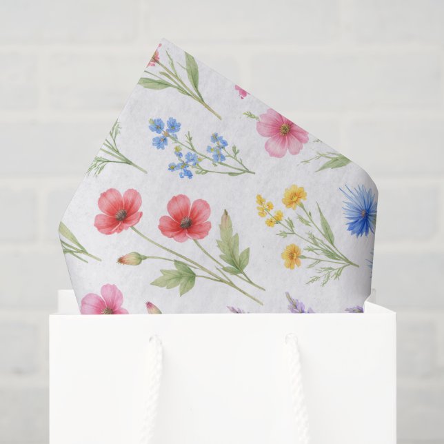Pastell-Lavendel-Rosa-Wildblumen Seidenpapier (Geschenktüte)