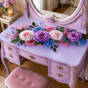 Pastell-Lavendel-Rosen-Sträußchen-Dekupage Seidenpapier