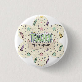 Pastell-Lehrer-Dankeschön-Wachsstift-Muster Button