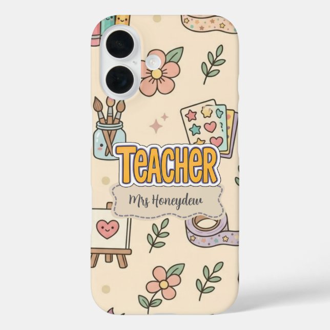 Pastell-Lehrer-Schulbedarf-Muster  Case-Mate iPhone Hülle (Rückseite)