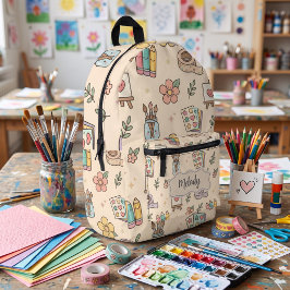 Pastell-Lehrerin Schulbedarf Bedruckter Rucksack