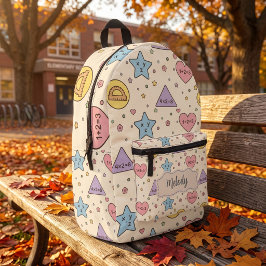 Pastell-Lehrerin Schule Mathe Formen Bedruckter Rucksack