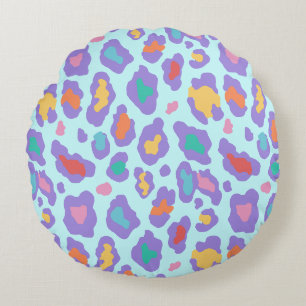Pastell-Leoparden-Flecken-Druck Rundes Kissen
