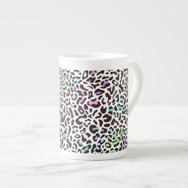 Pastell-Leopardenprint Prozellantasse (Vorderseite Rechts)