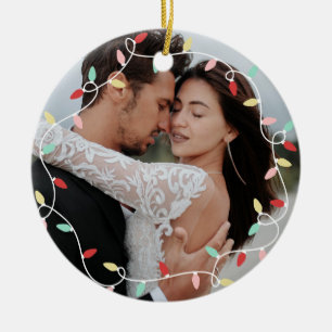 Pastell-Lichterkette 1. Weihnachten als Mr. & Mrs Keramik Ornament
